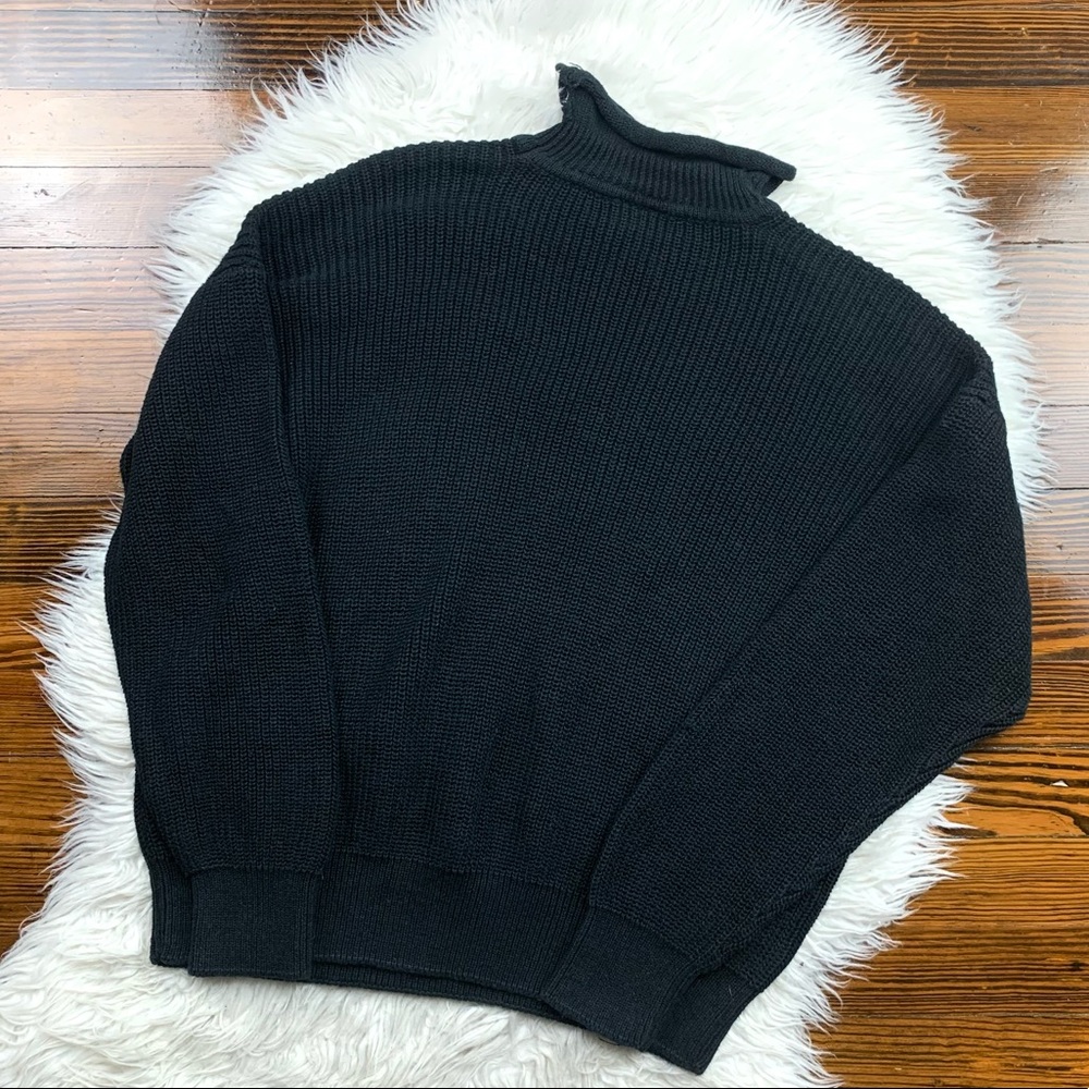 Vintage 80s 90s Generra Americana Black Lime Green Cactus Rolled Neck Sweater - Picture 4 of 4